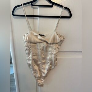 Zara Cream Satin Bodysuit